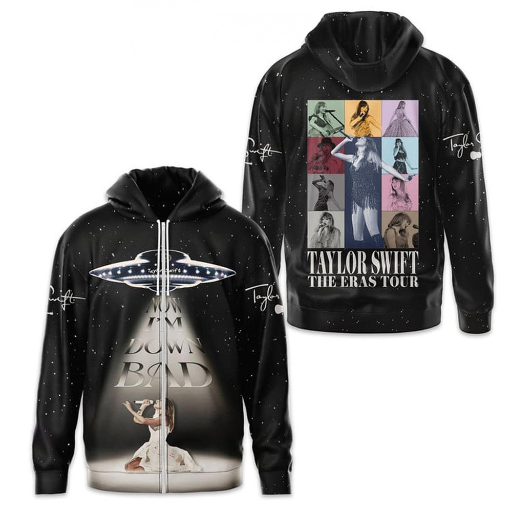 Taylor Swift Now I'm Down Bad Crying In The Eras Tour Zipper Hoodie Gifts For Taylor Fans