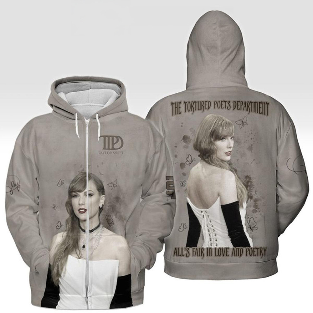 Taylor Swift The Tortured Poets Department All's Fair In Love Zip Hoodie Gifts For Swifties