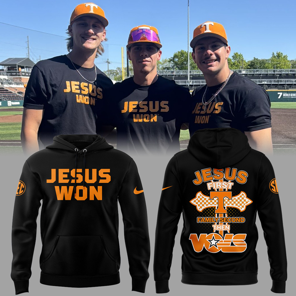 Tennessee Baseball JESUS WON Hoodie Cool Baseball Gifts