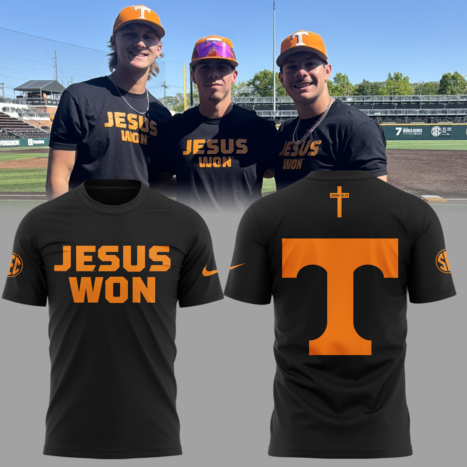 Tennessee Baseball Jesus Won T-Shirt Baseball Christmas Gifts Oregontrailrvpk Shirt