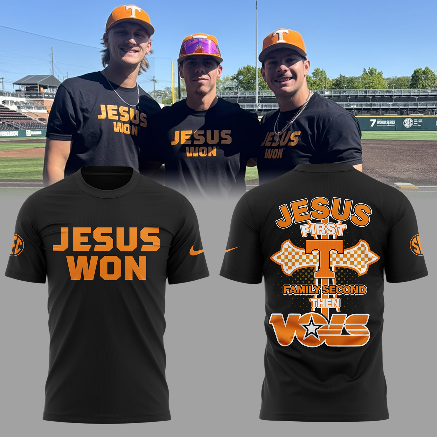 Tennessee Baseball Jesus Won T-Shirt Baseball Coach Gift Ideas Oregontrailrvpk Shirt