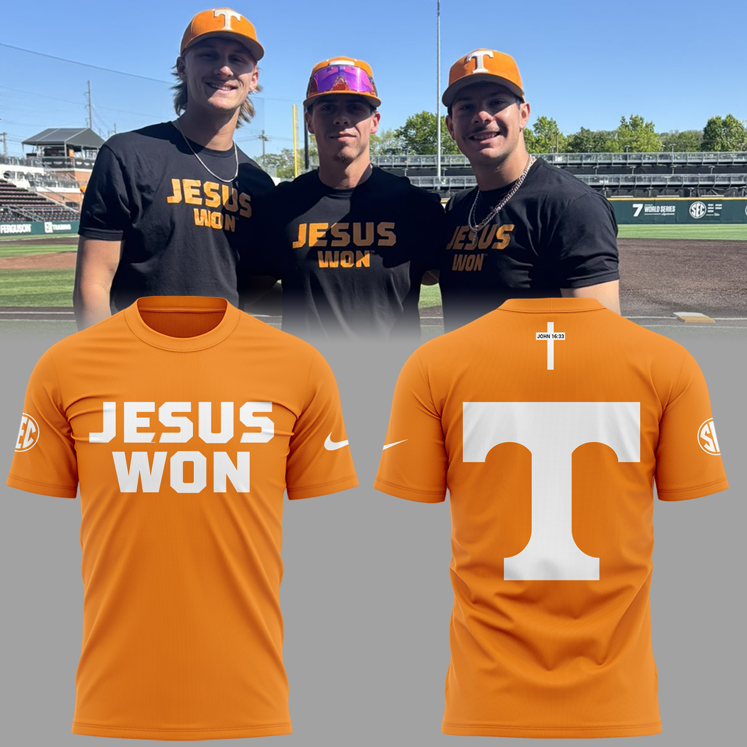 Tennessee Baseball Jesus Won T-Shirt Baseball Oregontrailrvpk Shirt