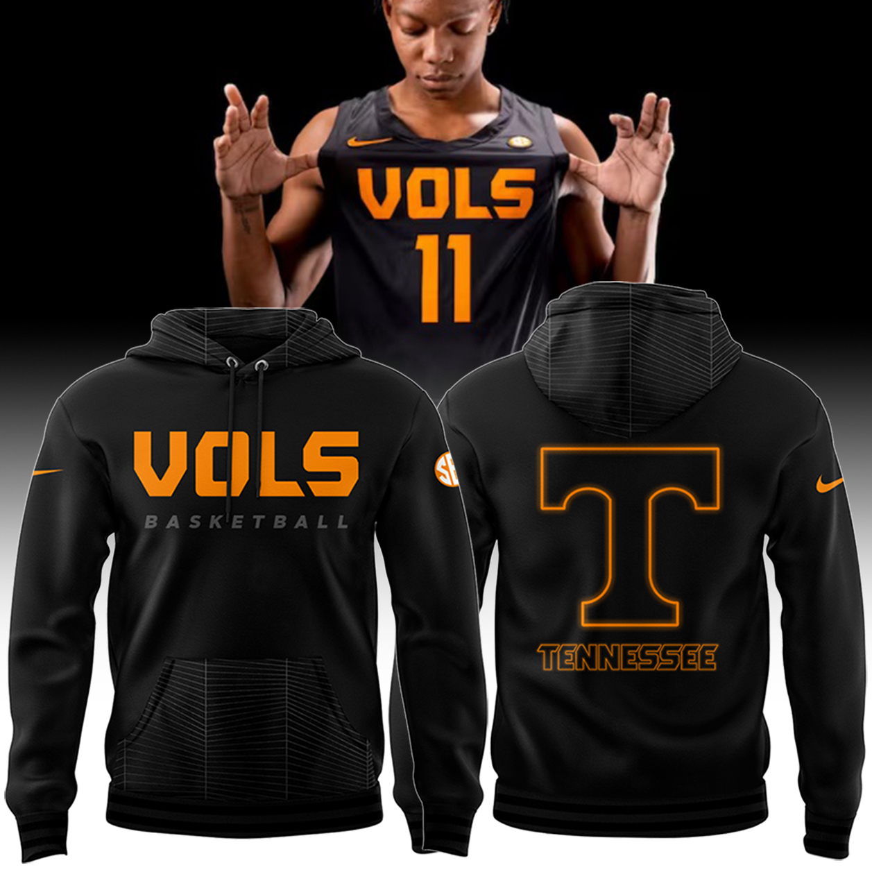 Tennessee Basketball Dark Mode Hoodie Cool Gifts For Basketball Players