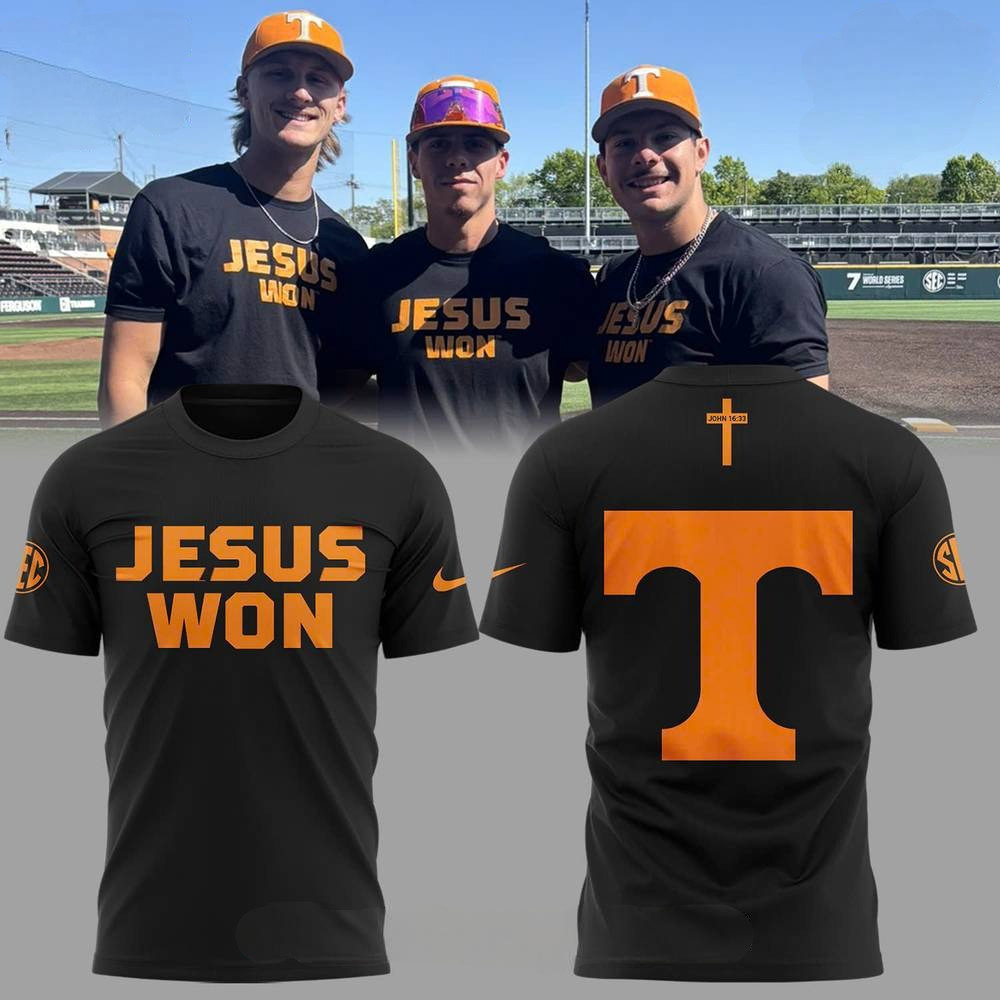 Tennessee Volunteers JESUS WON Special Edition T-shirt Football Gifts Oregontrailrvpk Shirt