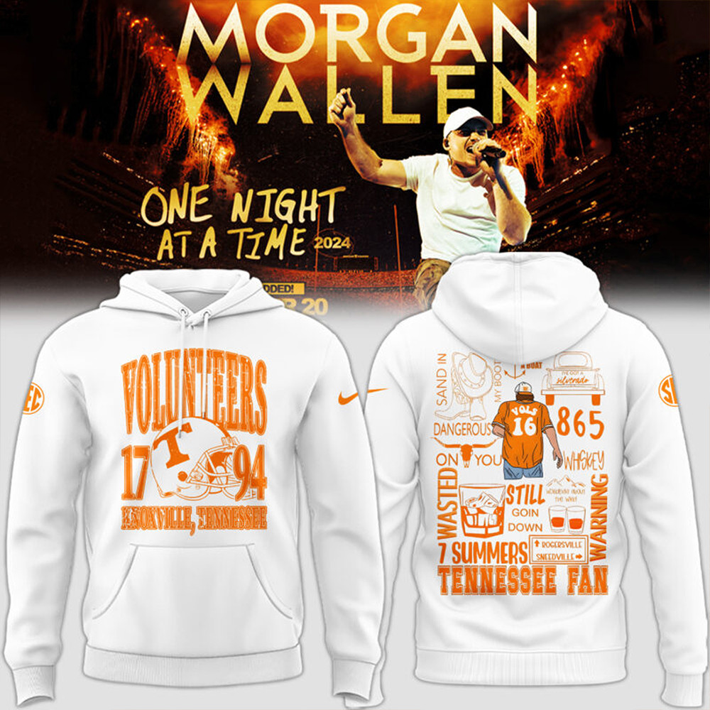 Tennessee x Morgan Wallen White Hoodie Gifts For Dad Who Wants Nothing