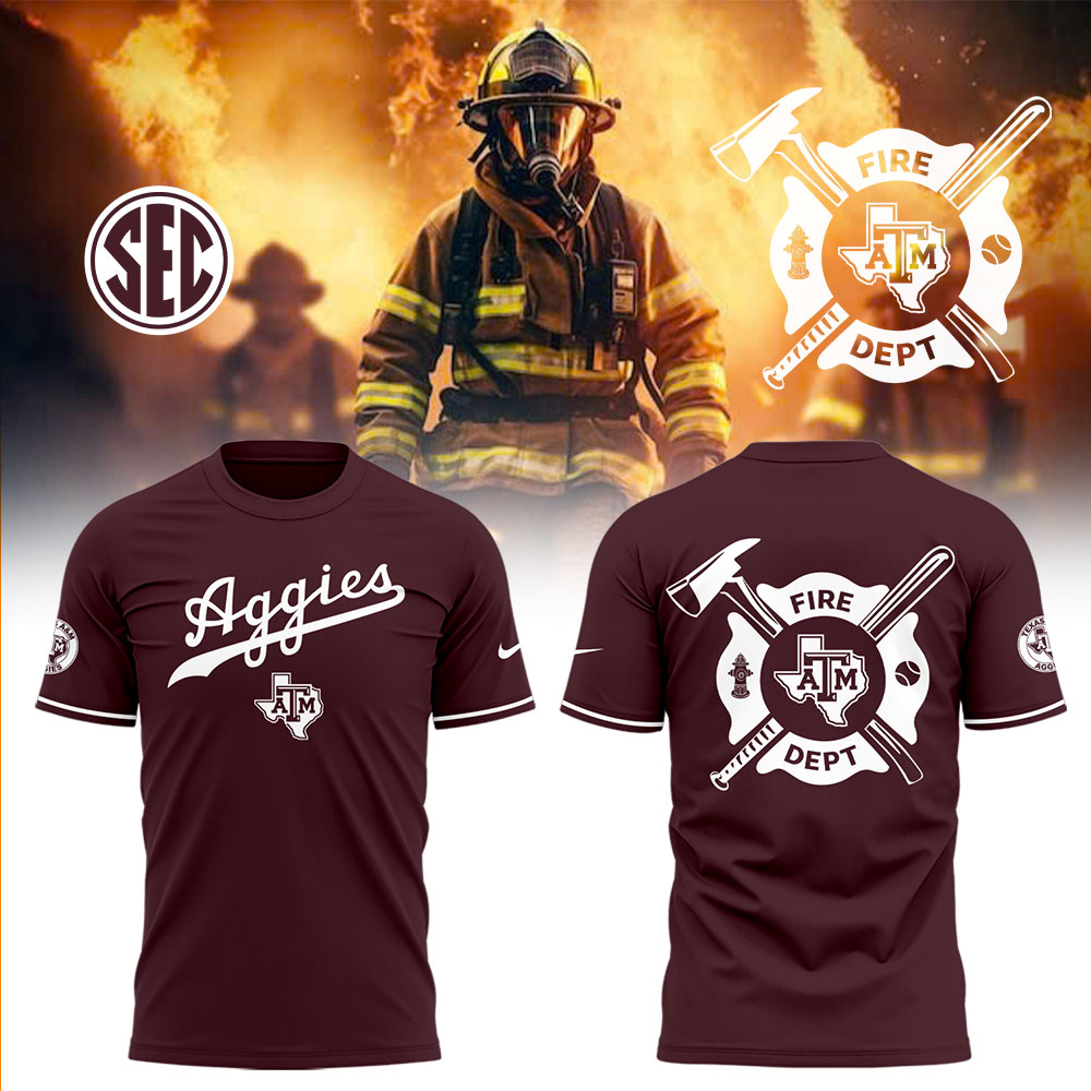 Texas A&M Baseball x Firefighter Appreciation Night T-Shirt Baseball Father's Day Gifts Oregontrailrvpk Shirt