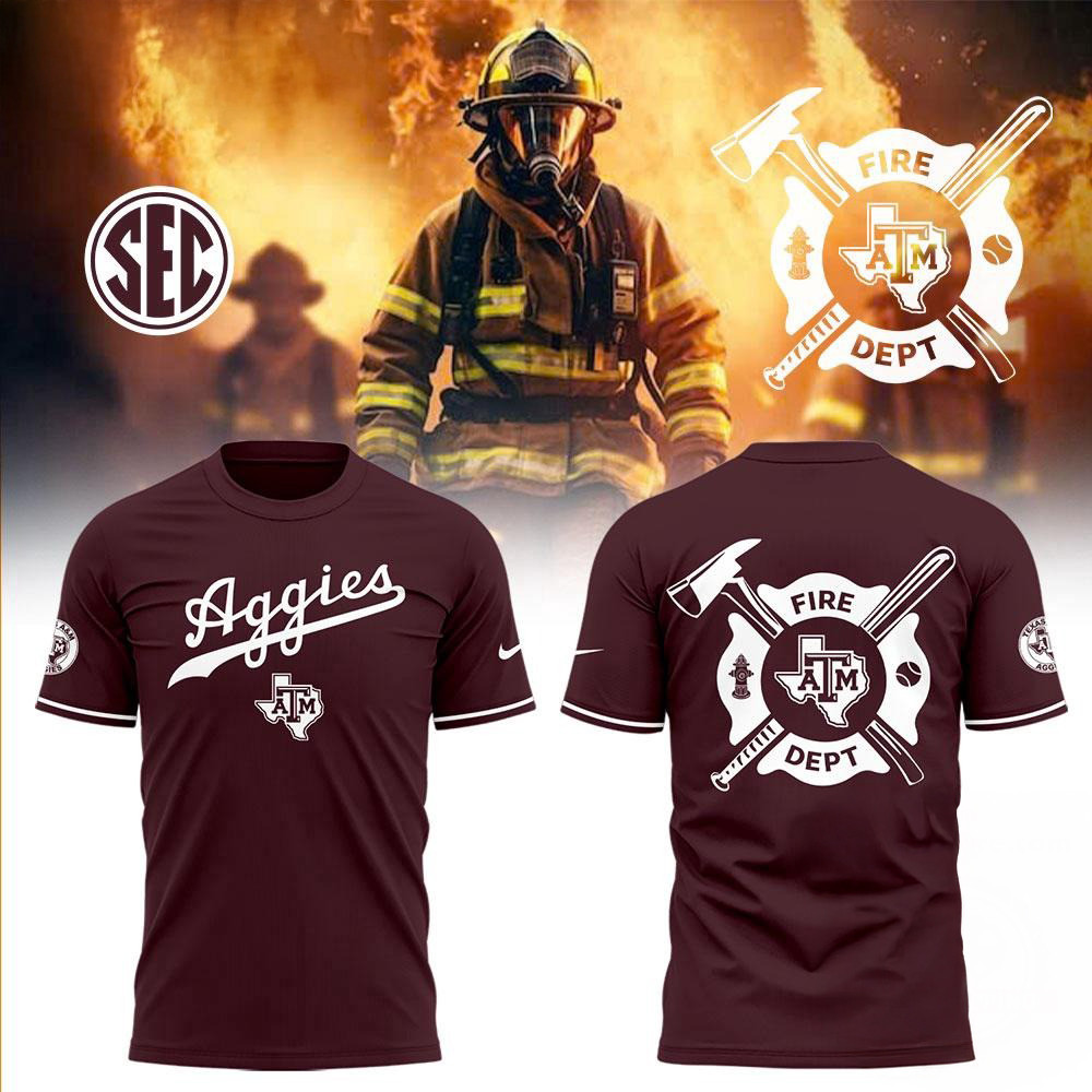 Texas AM Aggies Baseball x Firefighter Appreciation Night 3D Shirt Oregontrailrvpk Shirt