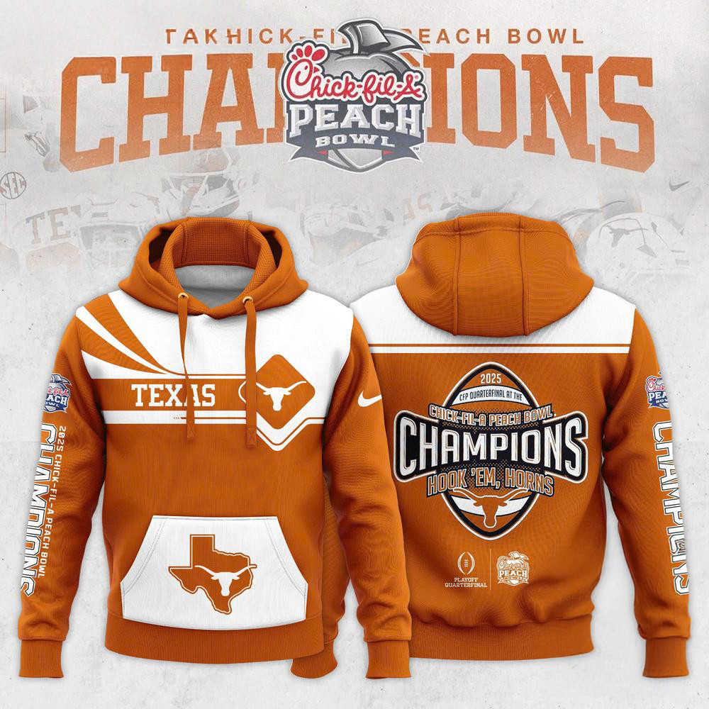 Texas Longhorns 2025 Chick-fil-A Peach Bowl Champions Hoodie Football