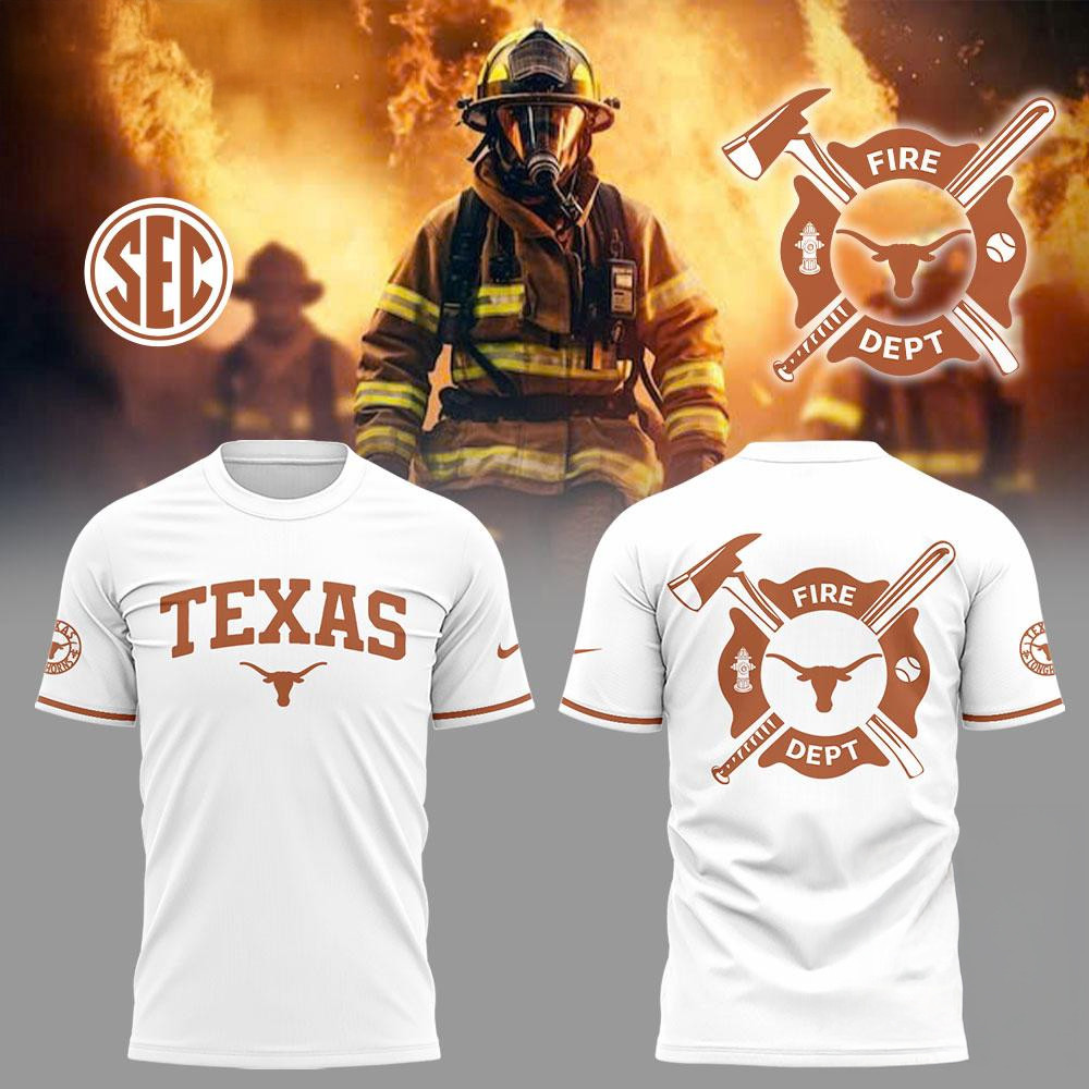 Texas Longhorns x Firefighter Appreciation Night 3D White Shirt Football Oregontrailrvpk Shirt