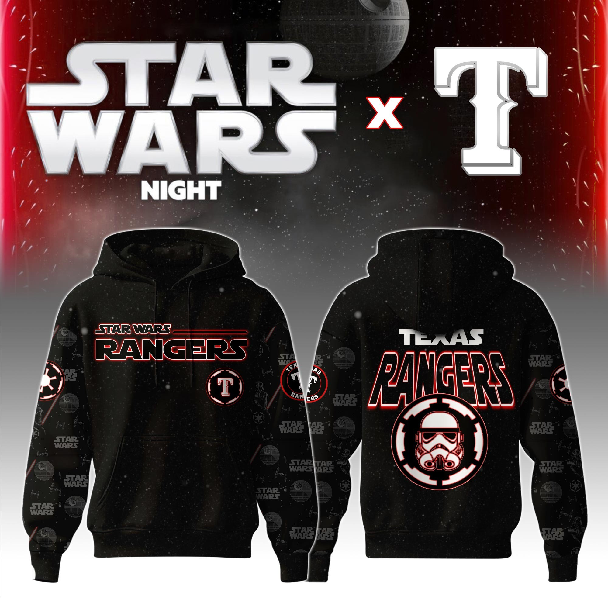 Texas Rangers MLB x Star War Night Special Edition Hoodie 2025 Baseball Enthusiast Gifts