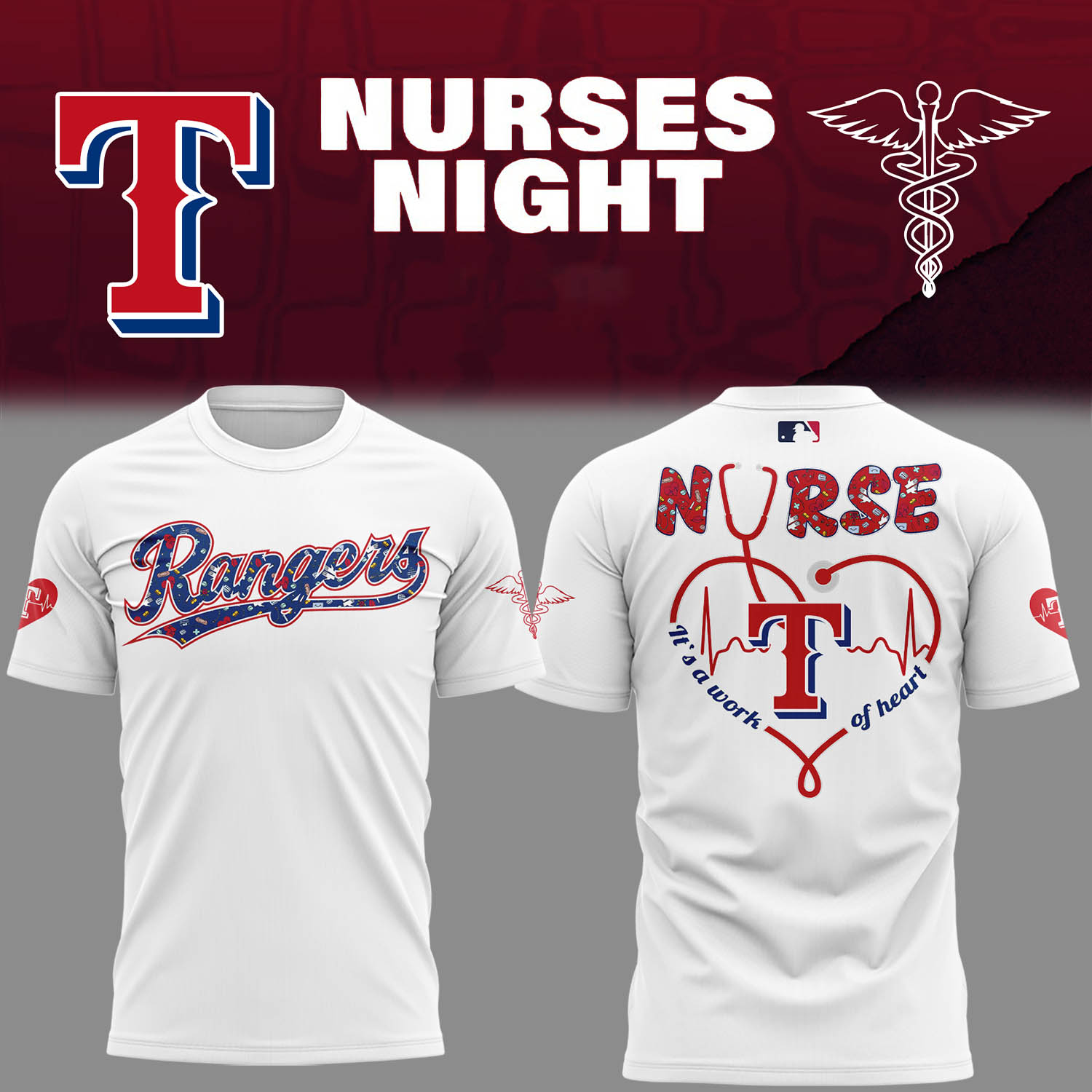 Texas Rangers Nurses Night T-Shirt For Baseball Players Gift For Baseball Lover Oregontrailrvpk Shirt
