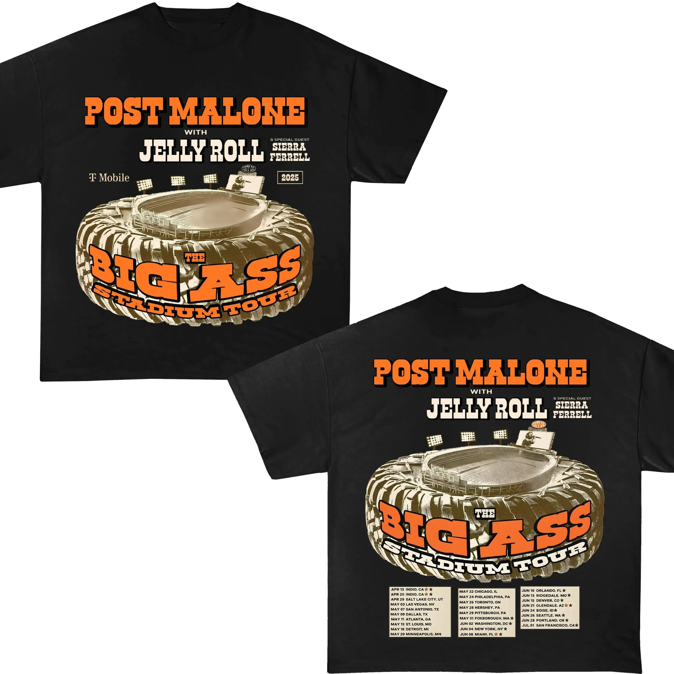 The Big Ass Stadium Tour Merch Shirt Post Malone With Jelly Roll 2025 Best Fan Clothes Oregontrailrvpk Shirt