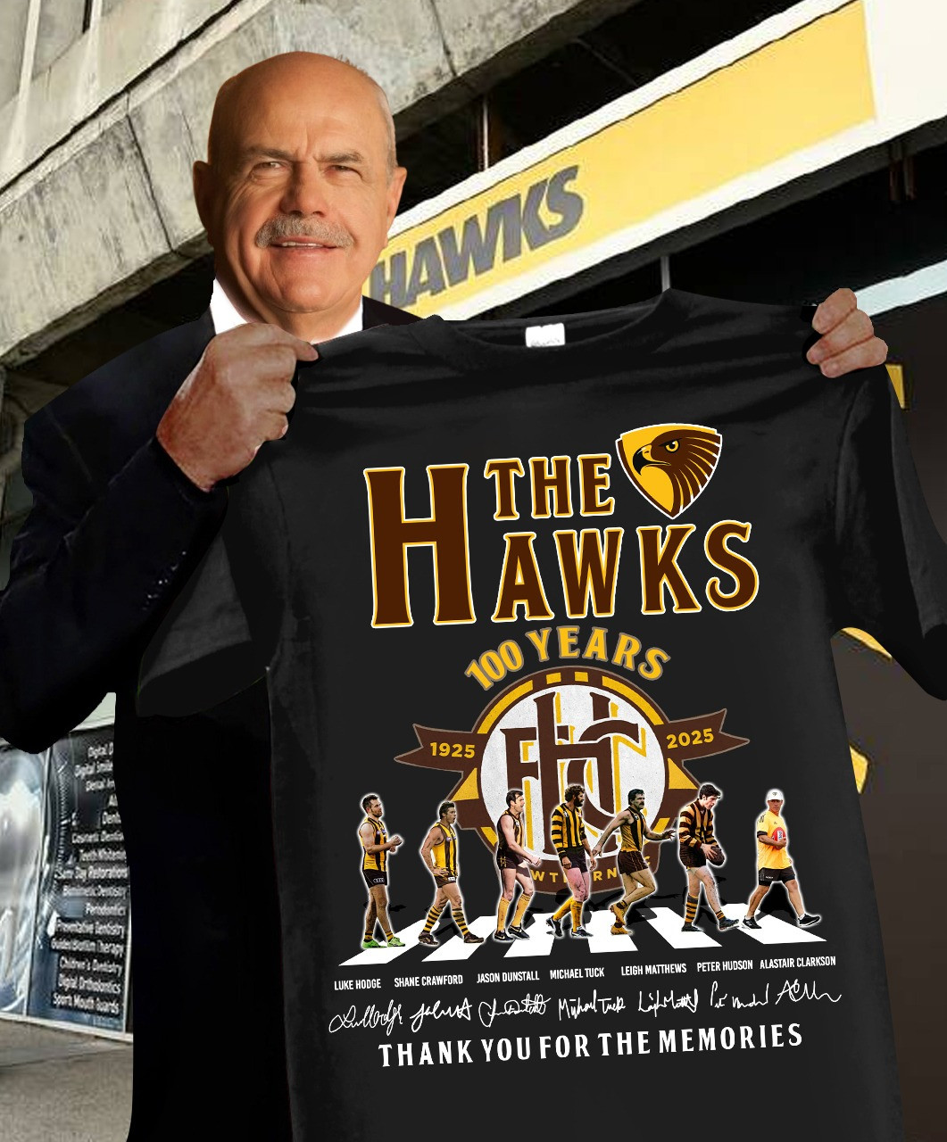 The Hawthorn Hawks 100th Anniversary 2025 Shirt Thank You For The Memories Oregontrailrvpk Shirt