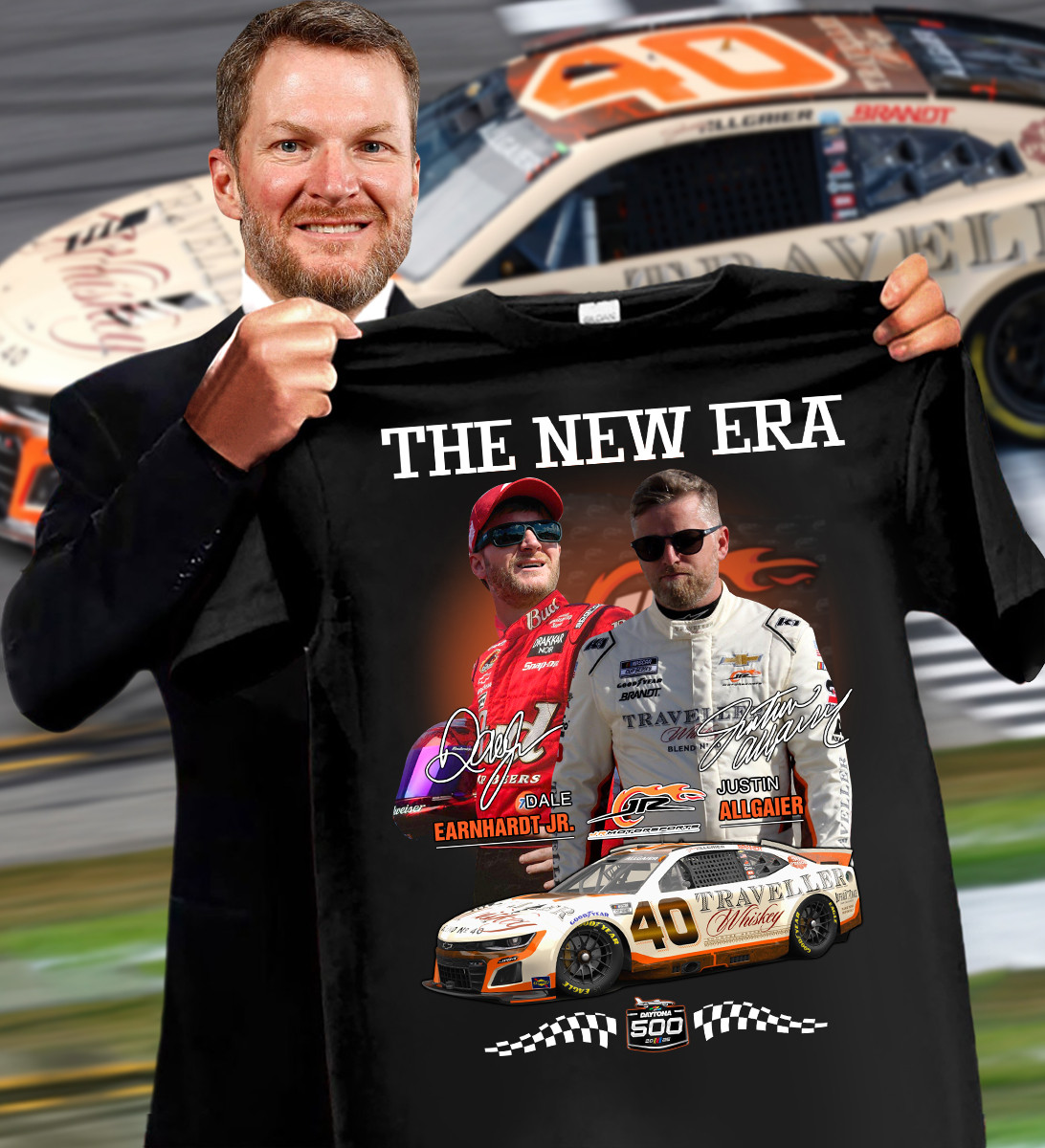 The New Era Dale Earnhardt Jr. Justin Allgaier T-Shirt Anniversary Gift For Husband Oregontrailrvpk Shirt