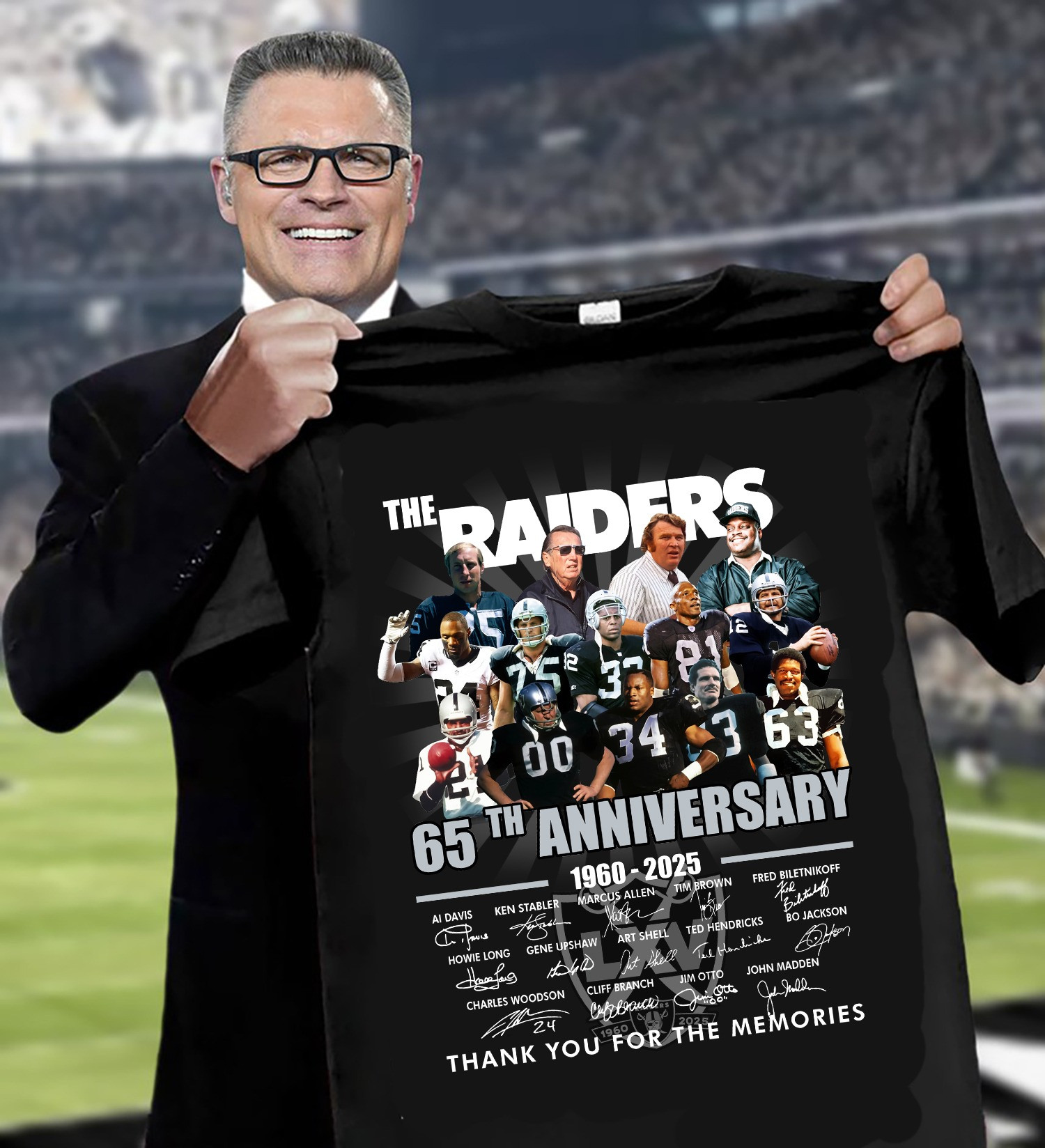 The Oakland Raiders 65Th Anniversary 1960-2025 Shirt Thank You For Memories Oregontrailrvpk Shirt