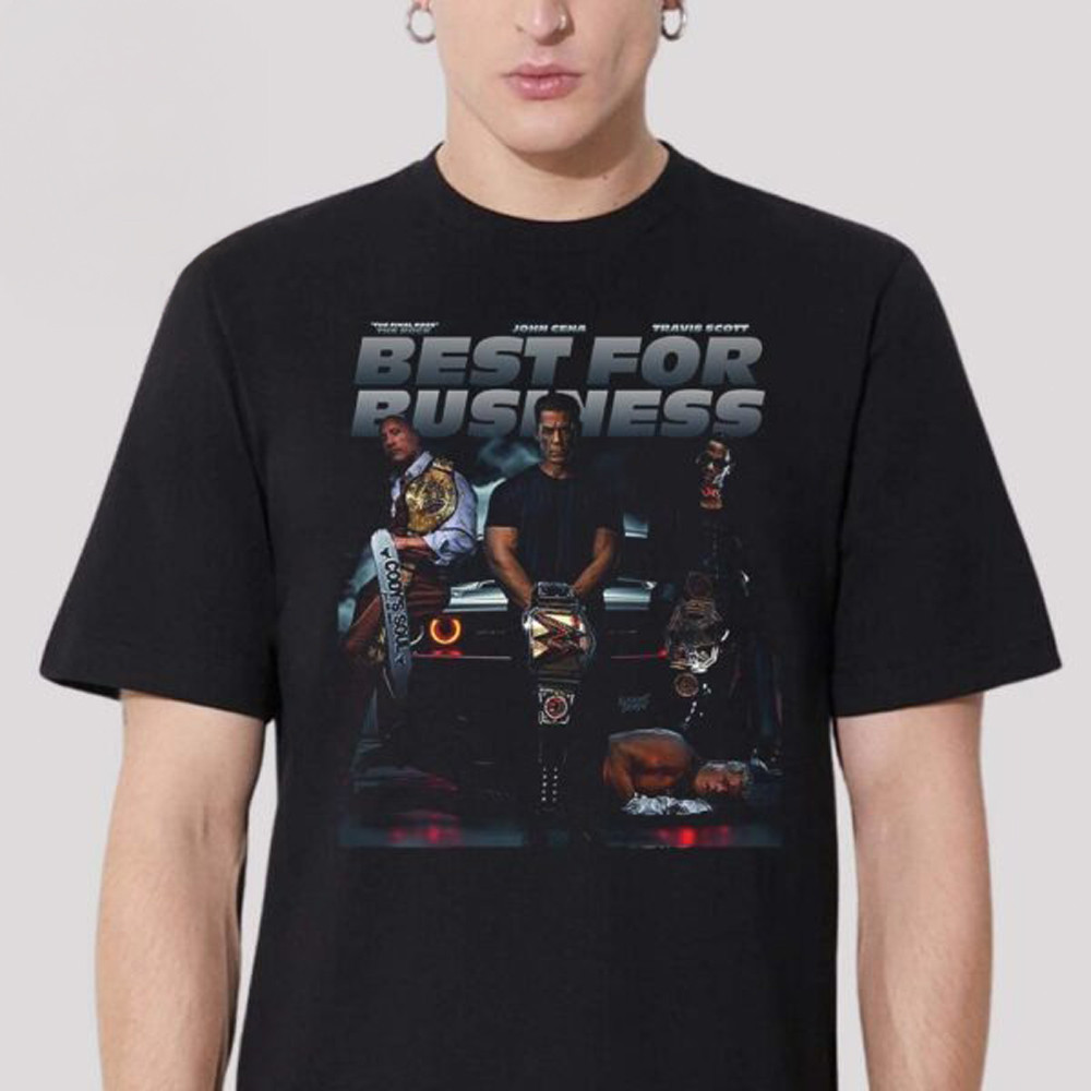 The Rock John Cena And Travis Scott Best For Business WWE Elimination Chamber 2025 T-Shirt Oregontrailrvpk Shirt