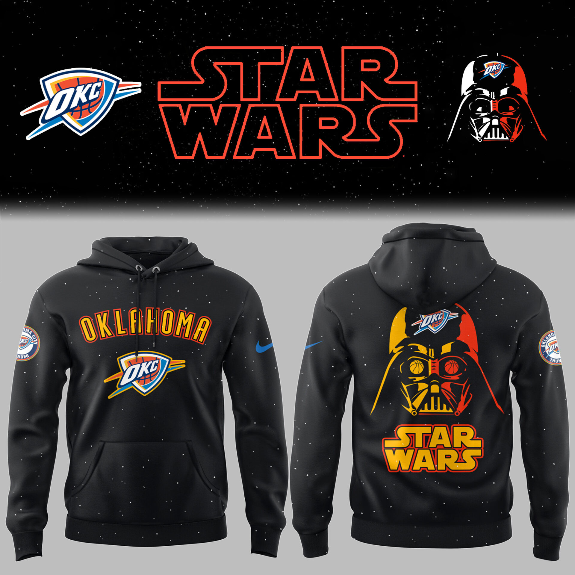 Thunder Basketball Thunder x Star Wars Black Hoodie Gifts For Basketball Fan