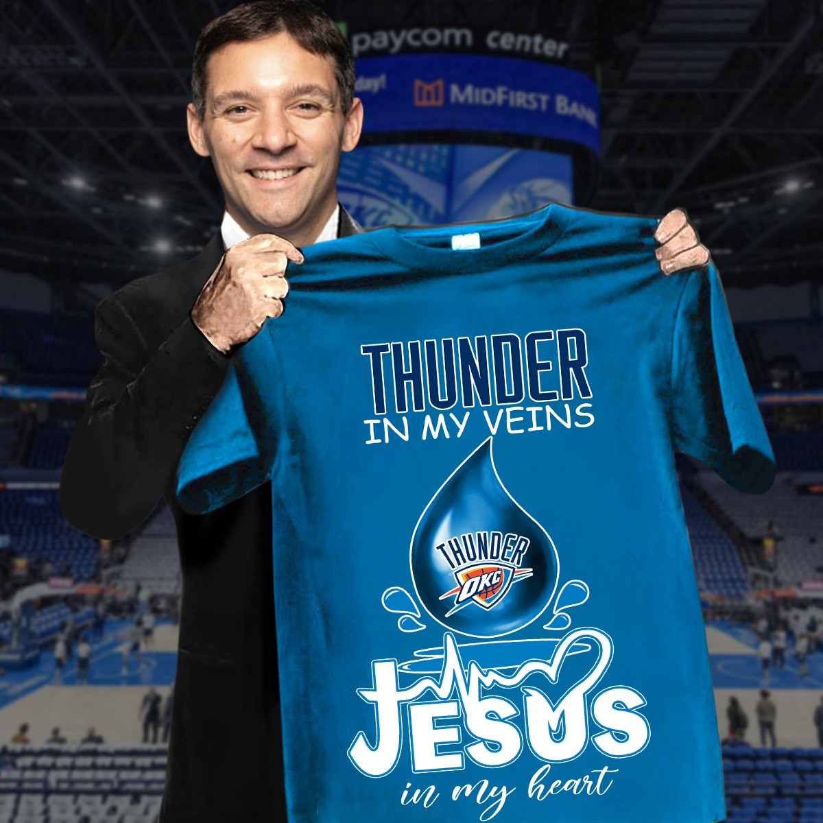 Thunder In My Veins Jesus In My Heart Shirt Faith Basketball Gifts For Thunder OKC Fans Oregontrailrvpk Shirt