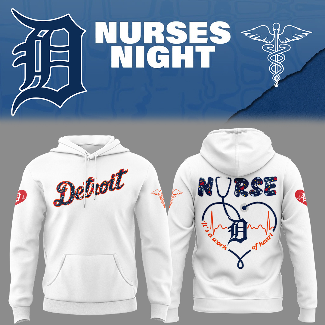 Tigers Baseball Nurses Night White Hoodie Gift For Baseball Lover