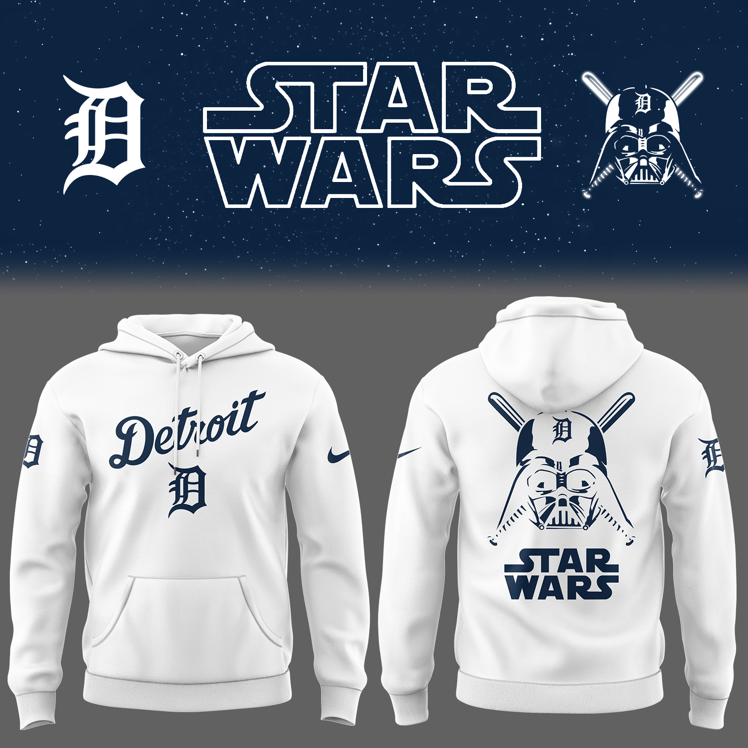 Tigers Baseball Tigers x Star Wars 2025 White Hoodie