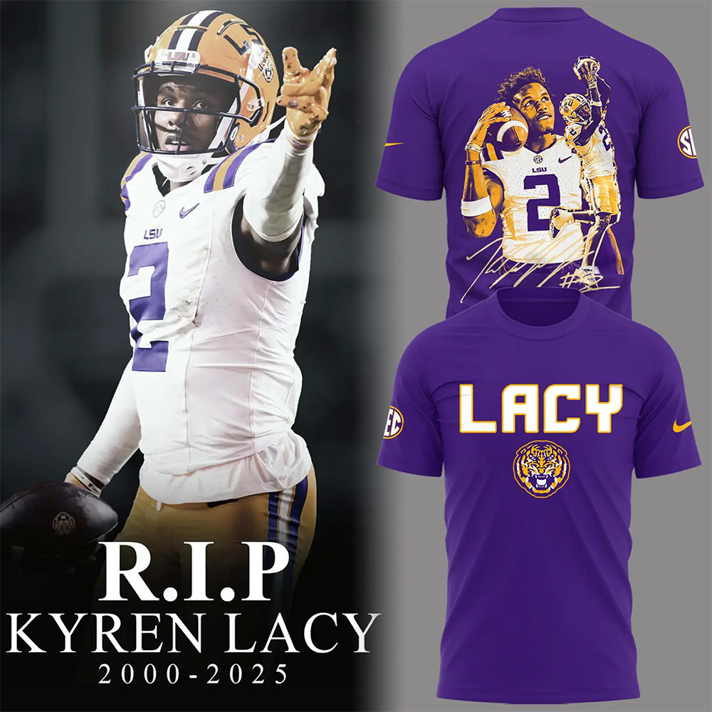Tigers Football RIP Lacy 2000 2025 Purple T-Shirt Oregontrailrvpk Shirt