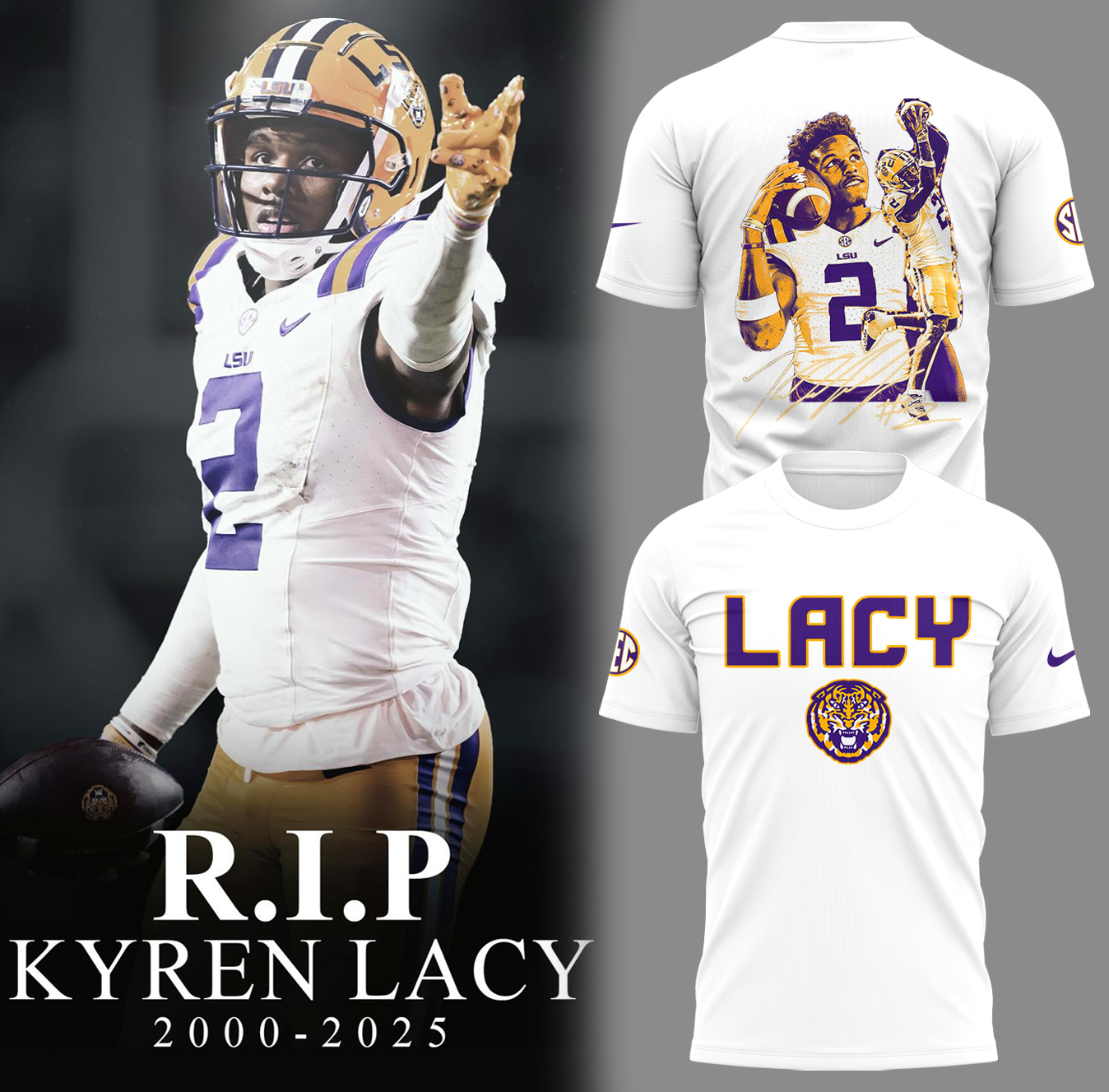 Tigers Football Rip Lacy White T-Shirt Gift Ideas For Football Players Oregontrailrvpk Shirt