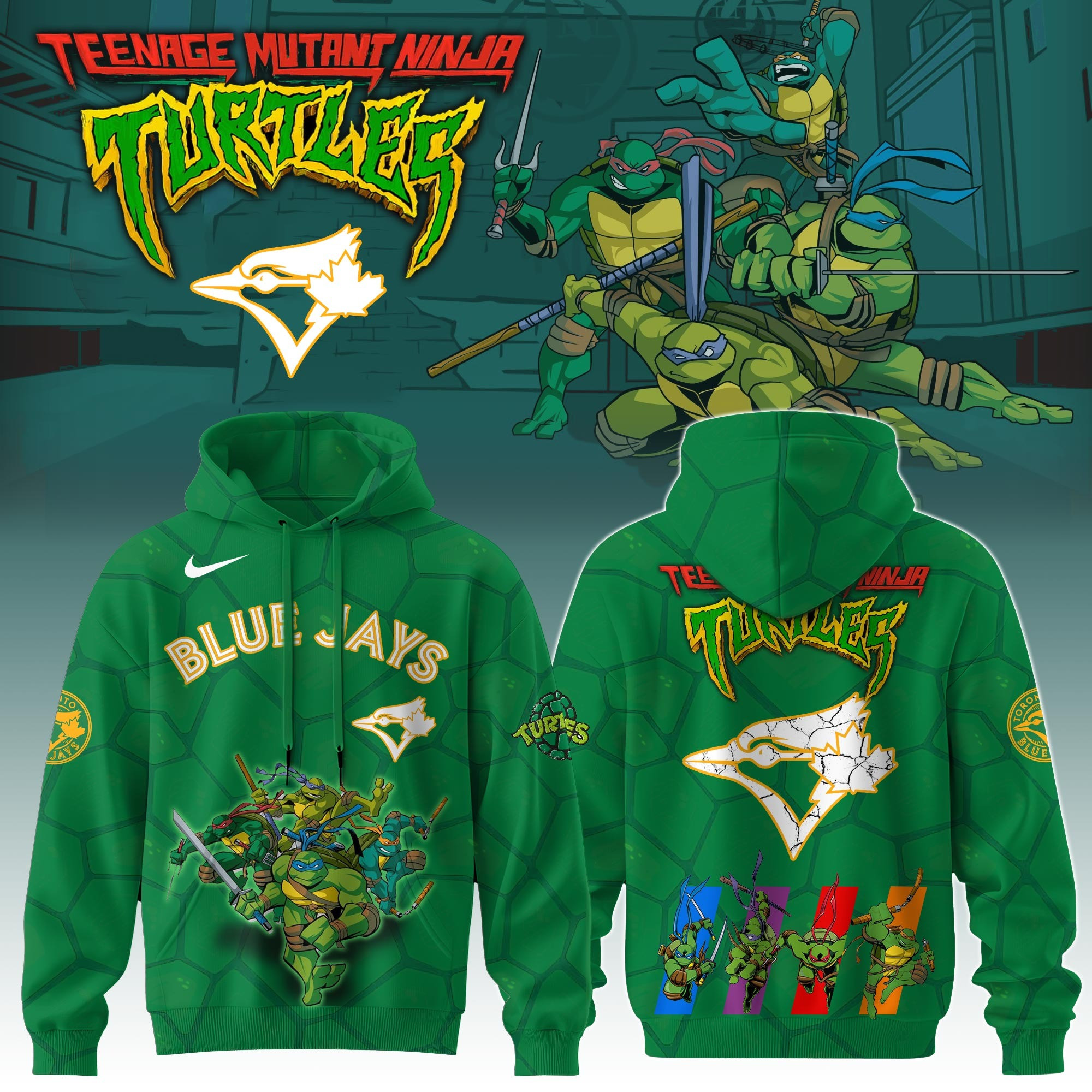 Toronto Blue Jays MLB X Ninja Turtles Hoodie Fan Merch