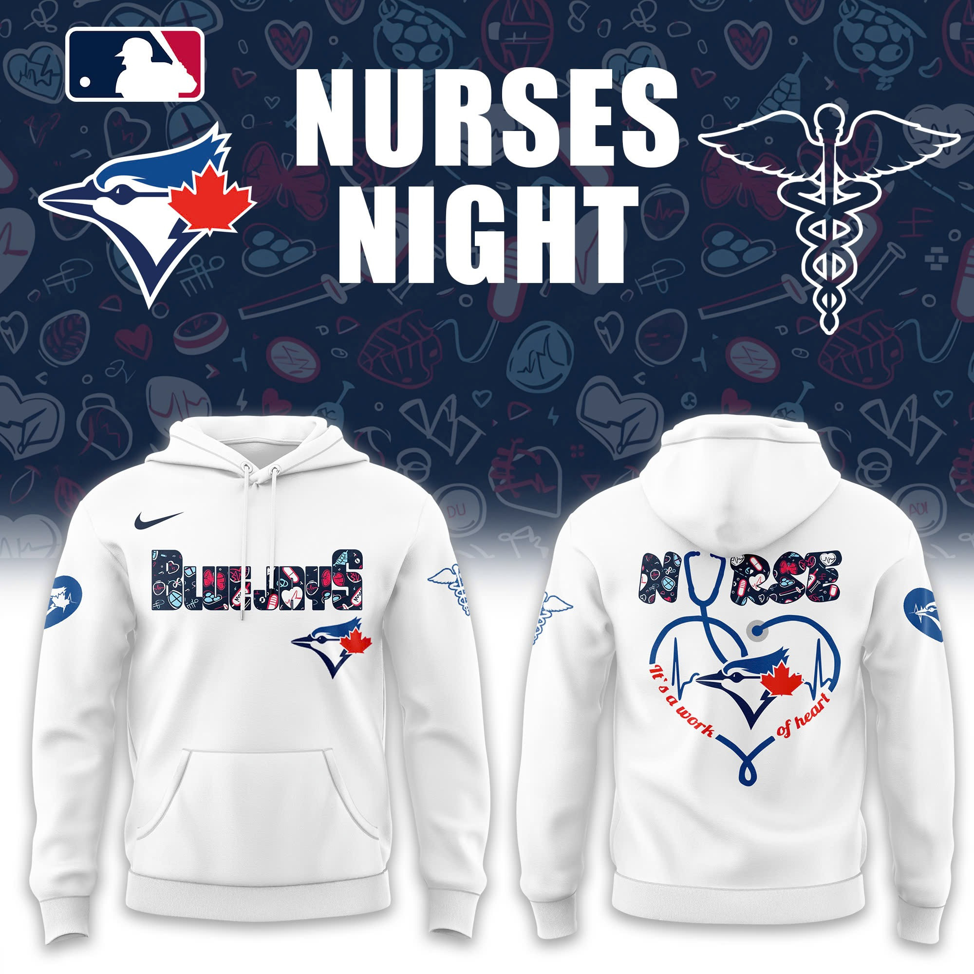 Toronto Blue Jays NURSES Baseball Hoodie Baseball Team Gift Ideas