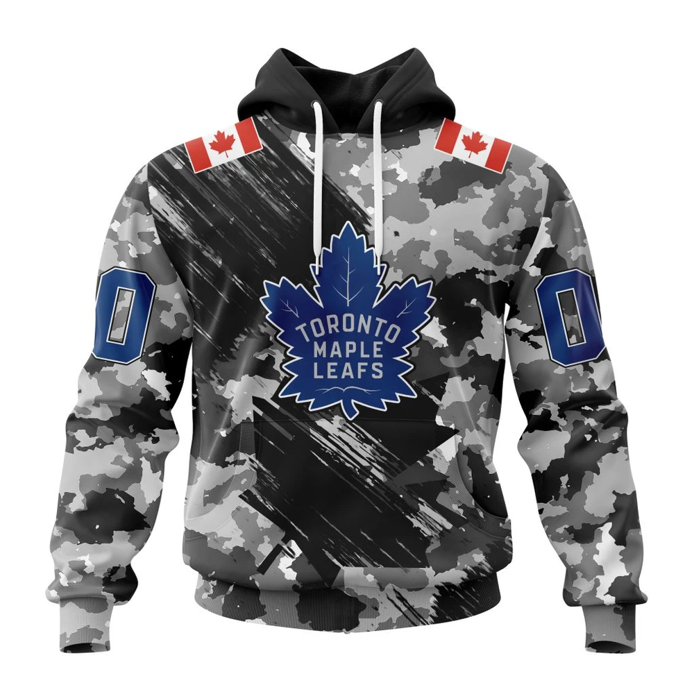 Toronto Maple Leafs Special Camo Armed Forces Design All Over Print Hoodie Style 84487