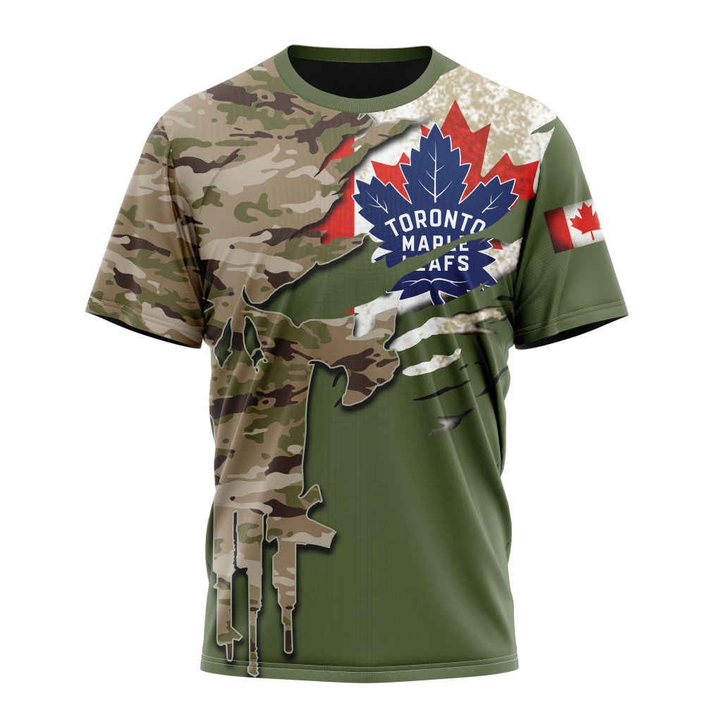 Toronto Maple Leafs Special Camo Skull Design Personalized Name And Number T-Shirt Oregontrailrvpk Shirt