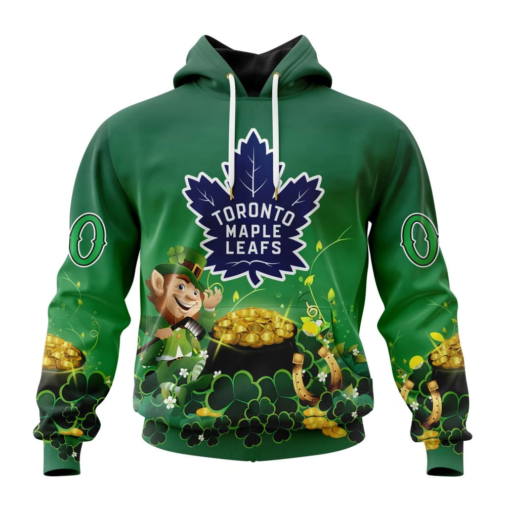 Toronto Maple Leafs Special Design For St. Patrick Day All Over Print Hoodie Style 28551