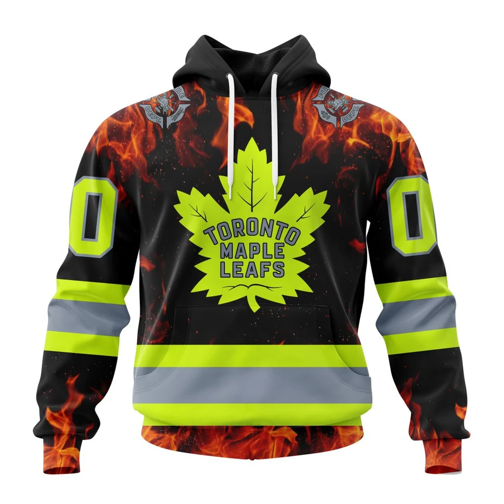 Toronto Maple Leafs Special Design Honoring Firefighters All Over Print Hoodie Style 33461