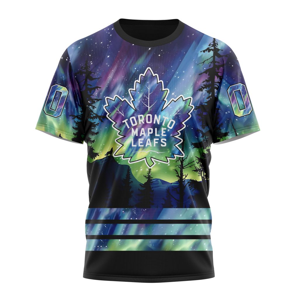 Toronto Maple Leafs Special Design With Northern Lights 01 Personalized Name And Number T-Shirt Oregontrailrvpk Shirt