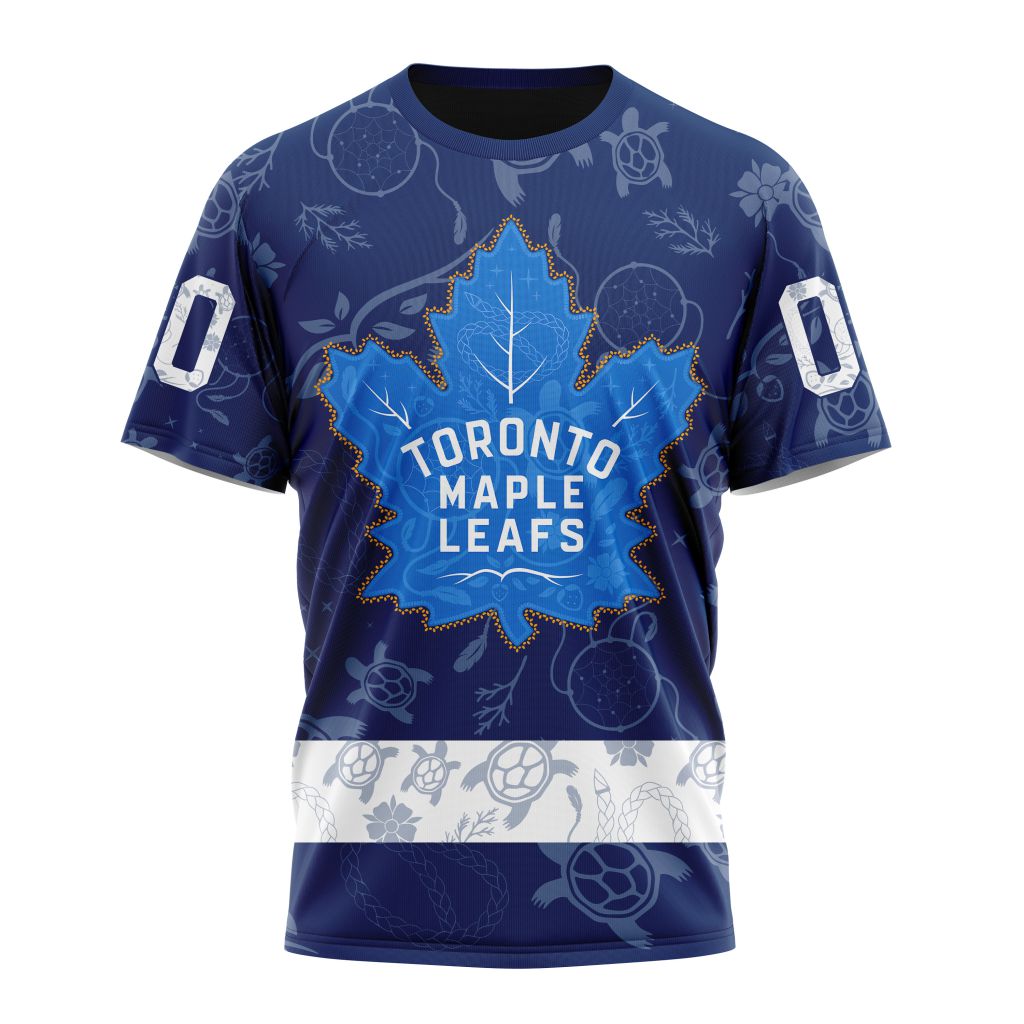 Toronto Maple Leafs Special Indigenous Heritage Blue Design Personalized Name And Number T-Shirt Oregontrailrvpk Shirt