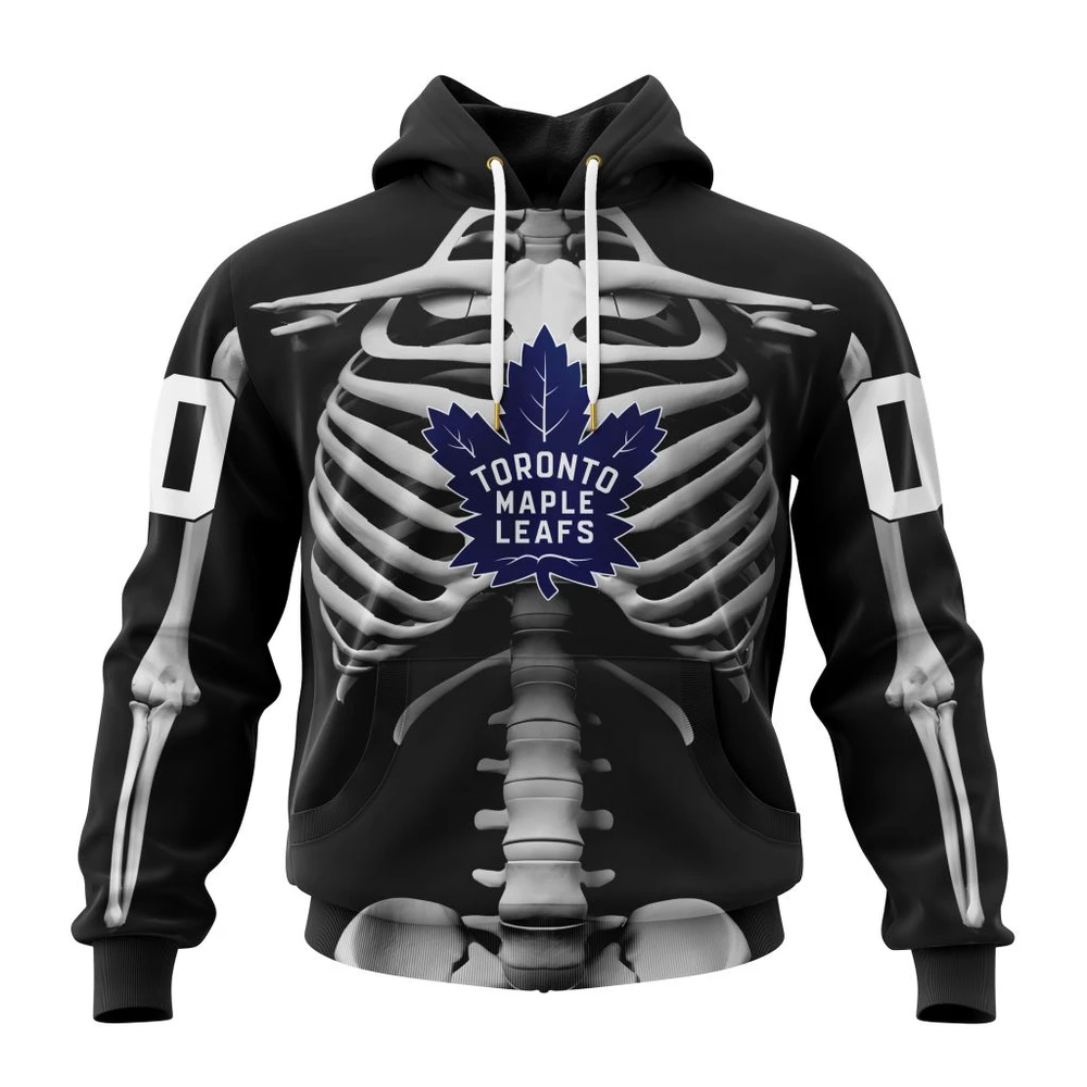 Toronto Maple Leafs Special Skeleton Costume For Halloween All Over Print Hoodie Style 33586