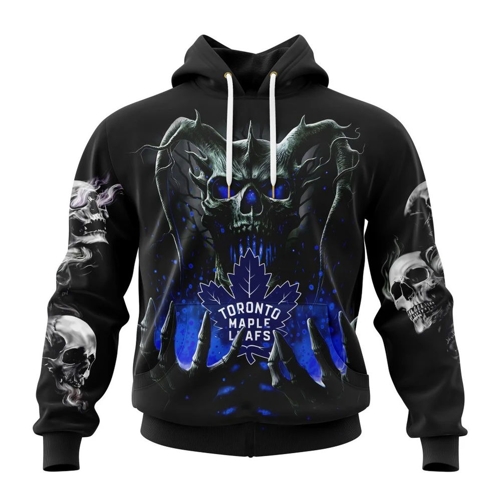 Toronto Maple Leafs Special Skull Art Design All Over Print Hoodie Style 81104