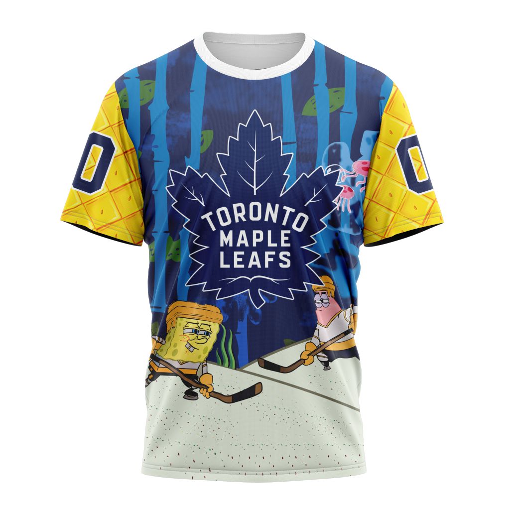 Toronto Maple Leafs Special SpongeBob SquarePants Design 01 Personalized Name And Number T-Shirt Oregontrailrvpk Shirt