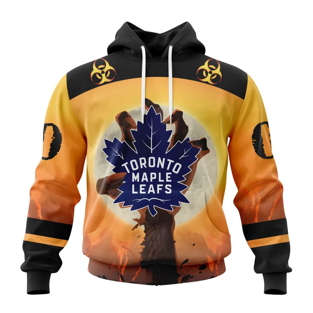 Toronto Maple Leafs Special Zombie Design For Halloween All Over Print Hoodie Style 63706