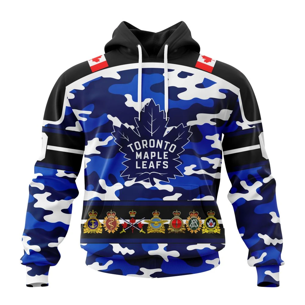 Toronto Maple Leafs Specialized Design Wih Camo Team Color And Military Force Logo All Over Print Hoodie Style 82044