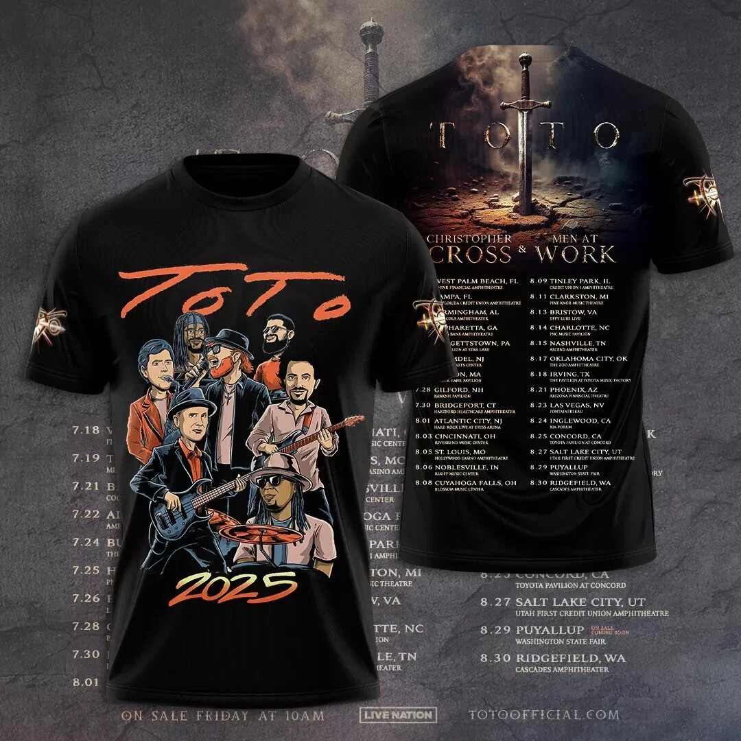 Toto World Tour 2025 List Dates 3D T-Shirt Music Lovers Gifts Oregontrailrvpk Shirt