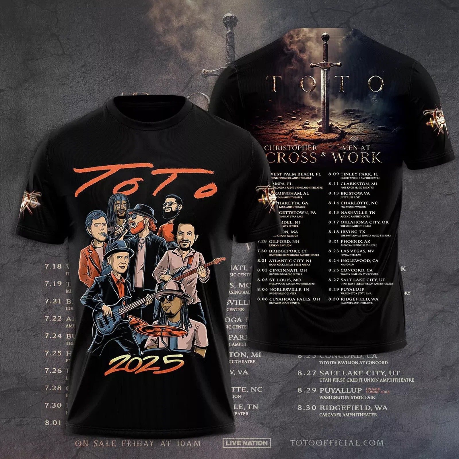Toto World Tour 2025 List Dates 3D T-Shirt Oregontrailrvpk Shirt