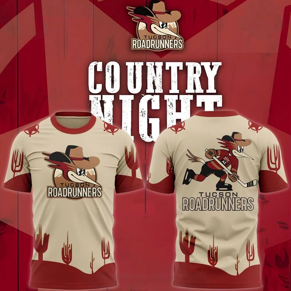 Tucson Roadrunners x Country Night 2025 T-Shirt Gift Ideas For Hockey Fans Oregontrailrvpk Shirt