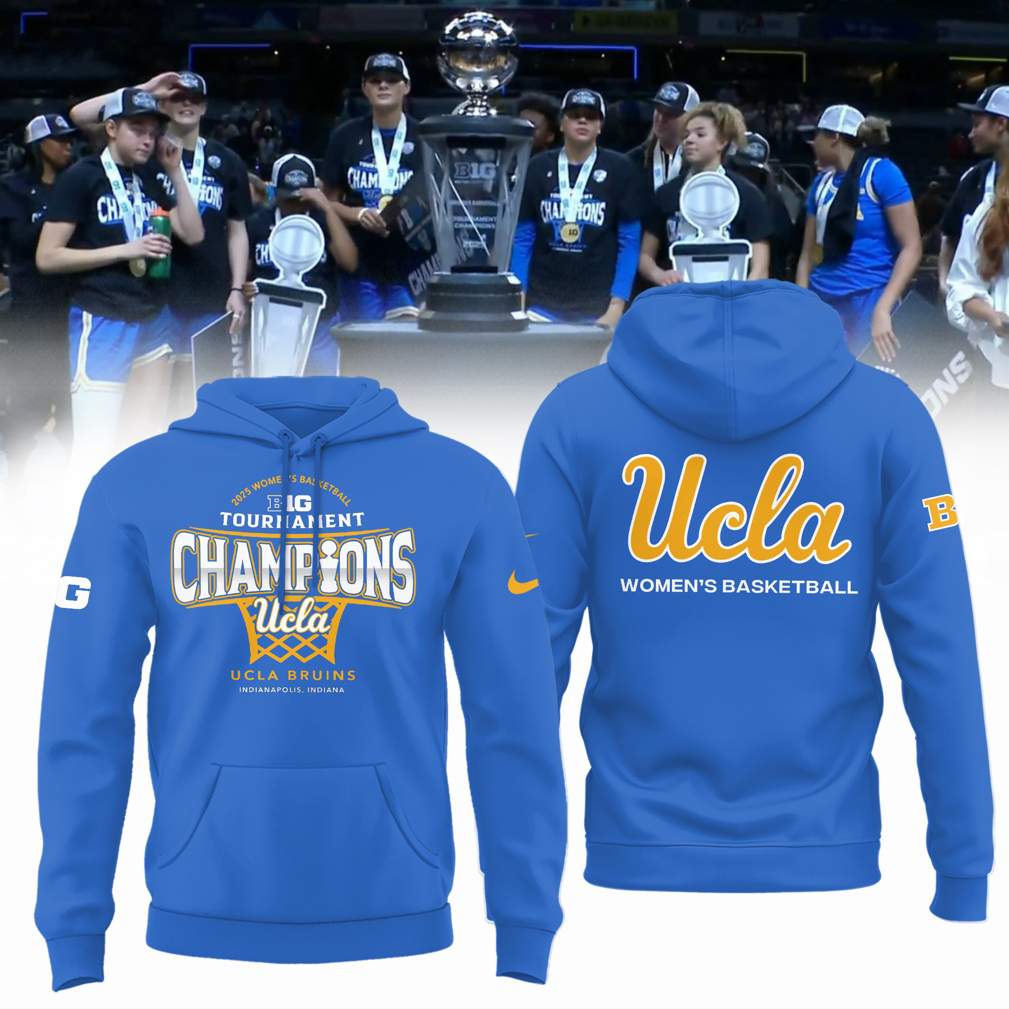 UCLA Bruins 2025 Big Ten Women's Basketball Champions Hoodie Merch Best