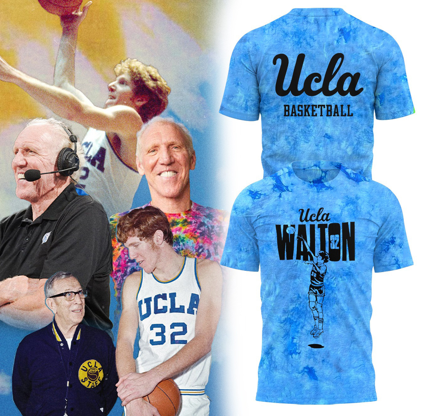 UCLA Bruins Honors The Late Bill Walton Tie Dye Shirt Basketball Fan Merch Gift Ideas Oregontrailrvpk Shirt