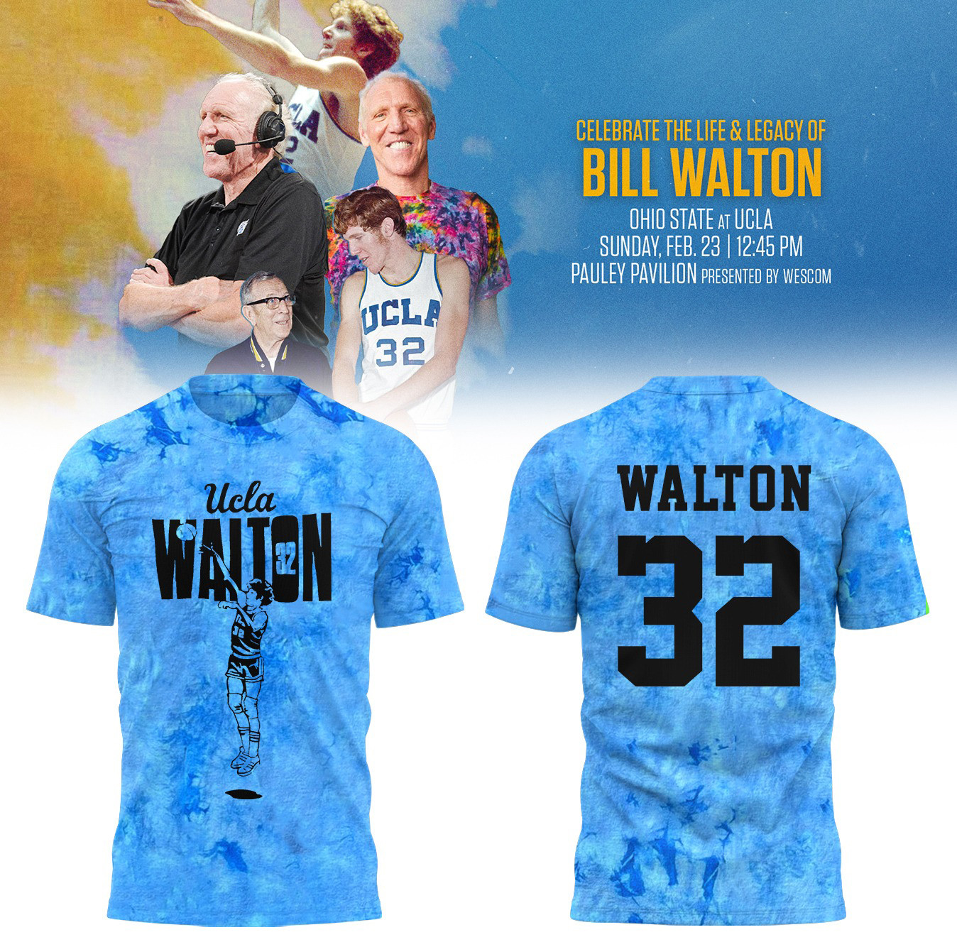 UCLA Bruins Honors The Late Bill Walton Tie Dye Shirt Memory Gifts For Basketball Fans Oregontrailrvpk Shirt