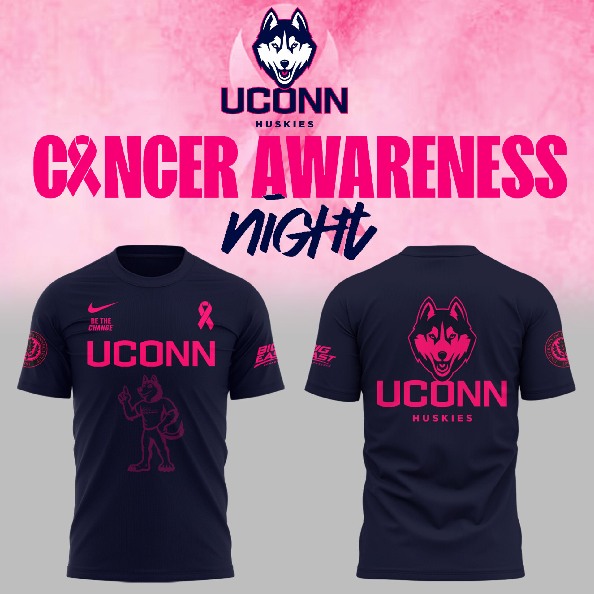 Uconn Basketball X Fight Night Cancer T-Shirt 2025 Gifts For Who Like Basketball Oregontrailrvpk Shirt