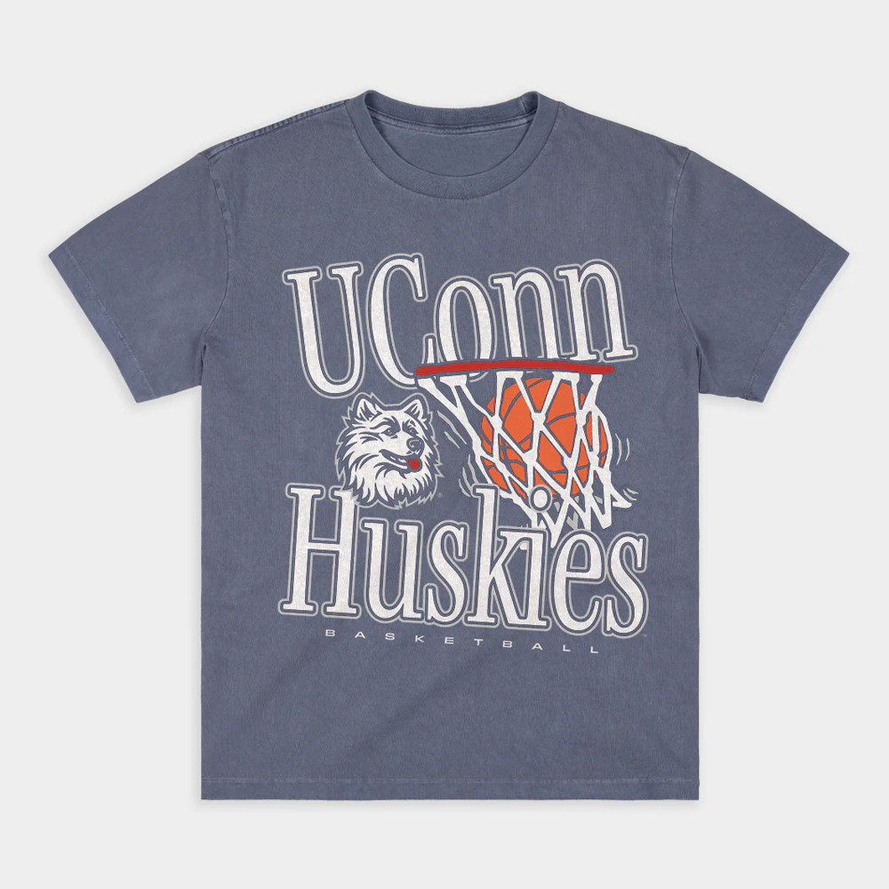 UConn Huskies 1990s Retro Heavyweight T-Shirt Basketball Enthusiast Gifts Oregontrailrvpk Shirt