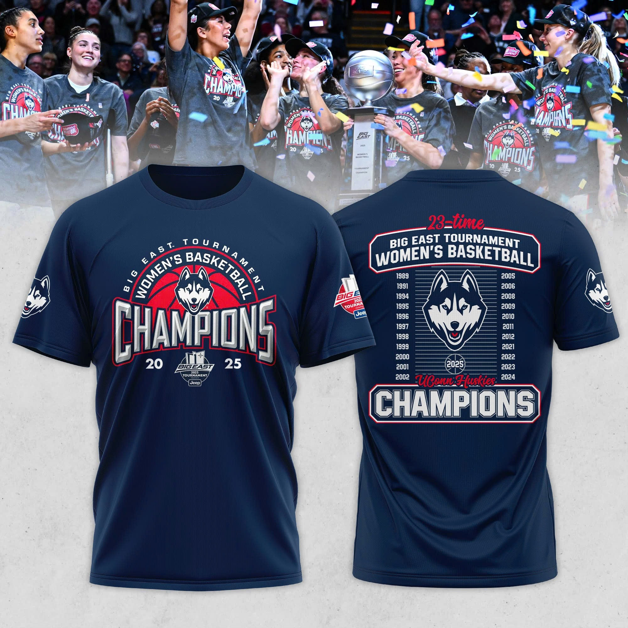 UConn Huskies 2025 BIG EAST Women's Basketball Champions Shirt And Hat Oregontrailrvpk Shirt