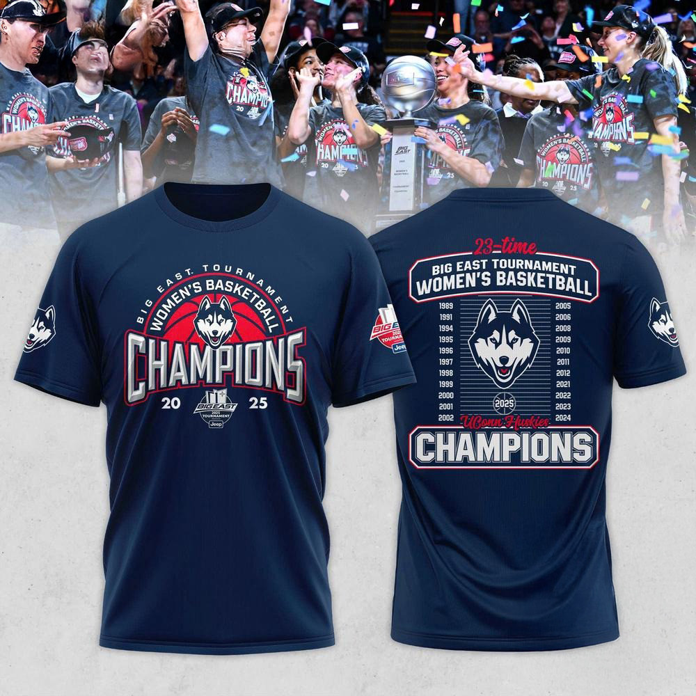 UConn Huskies 2025 BIG EAST Women's Basketball Conference Tournament Champions Locker Room Shirt Oregontrailrvpk Shirt