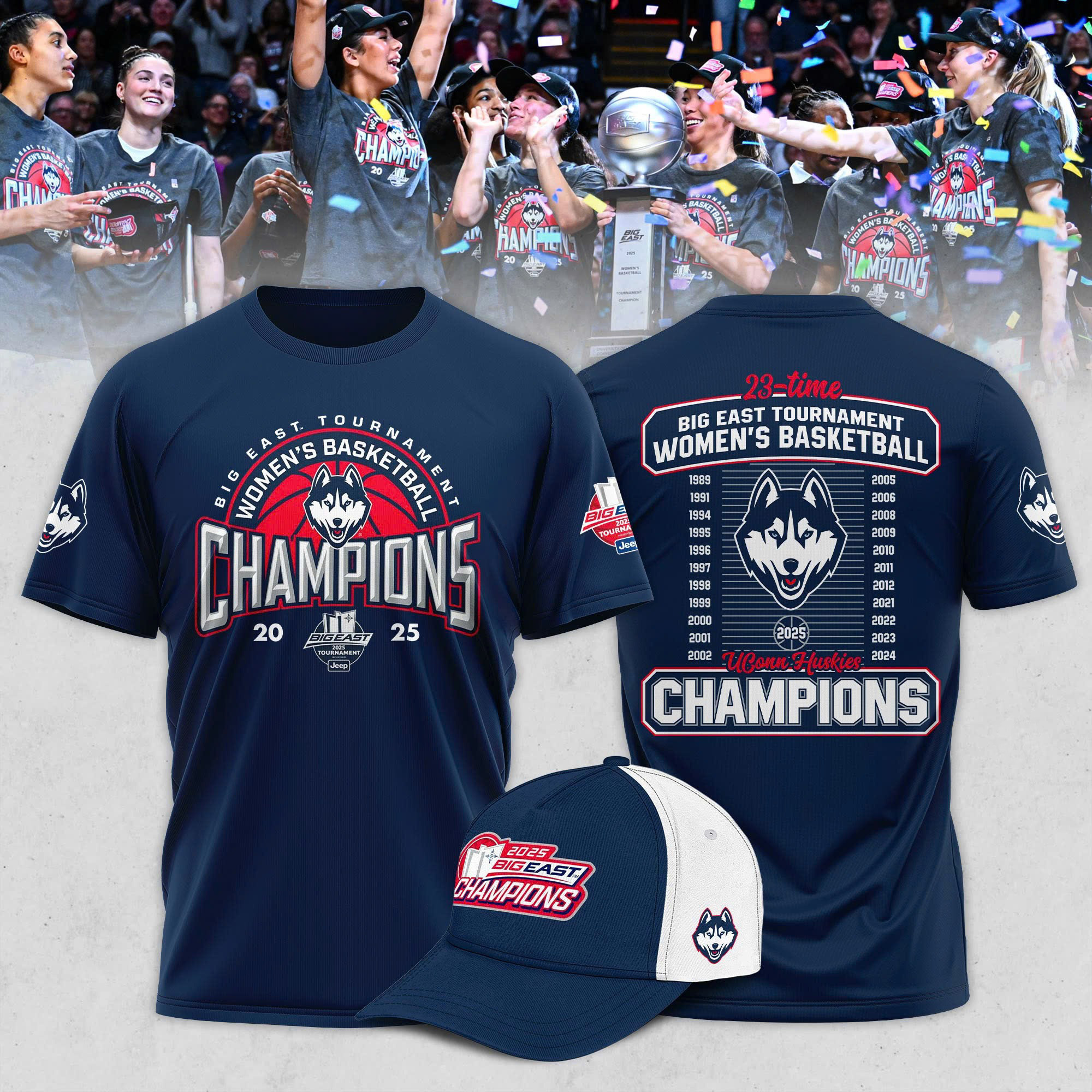 UConn Huskies 2025 BIG EAST Women's Basketball Conference Tournament Champions Shirt Dad Gifts Oregontrailrvpk Shirt